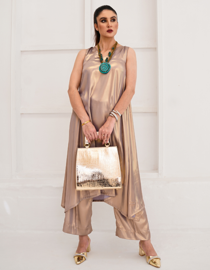 Gold Metallic A line Top with trouser