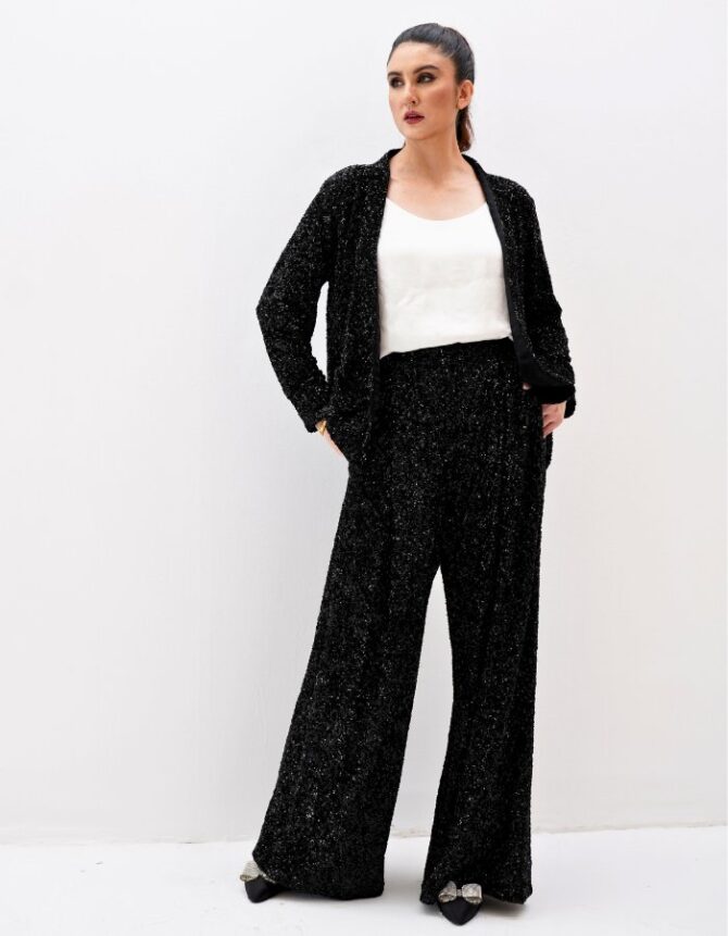 Dazzle in Black Sequins and Palazzo Pants