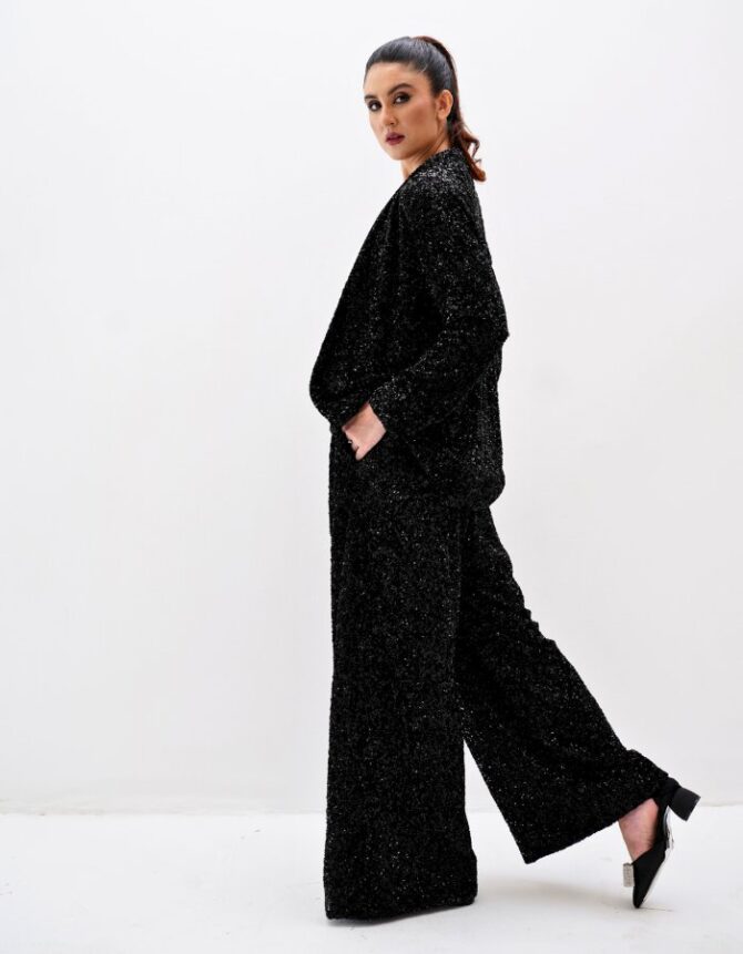 Dazzle in Black Sequins and Palazzo Pants